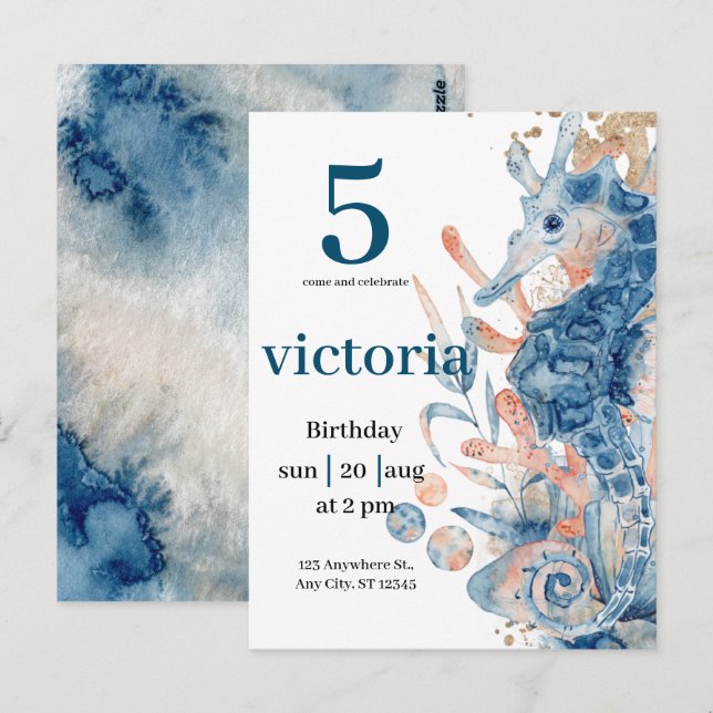 Unter dem Meer Blue Beach Whale babyShower Postkarte (Vorne/Hinten)