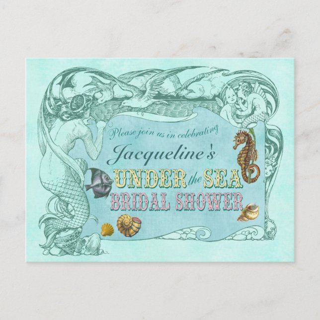 Unter dem Meer Bridal Dusche Einladung Postkarte (Vorderseite)