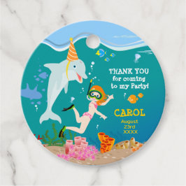 Unter dem Meer Delfine und Mädchen Geburtstagspart Geschenkanhänger