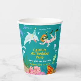 Unter dem Meer Delfine und Mädchen Geburtstagspart Pappbecher