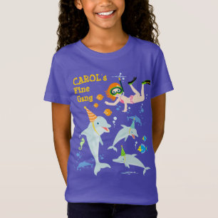 Unter dem Meer Delfine und Mädchen Geburtstagspart T-Shirt