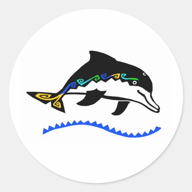 Unter dem Meer - DOLPHIN- Natur - wild lebende Tie Runder Aufkleber (Vorderseite)