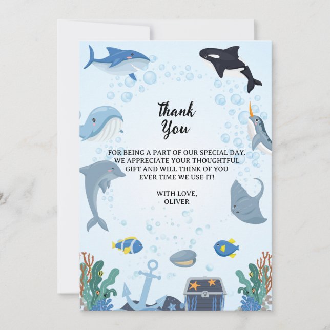 Unter dem Meer Einladungen zum Geburtstag Dankesch (Vorderseite)