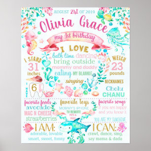 Unter dem Meer Erstes Geburtstagszeichen Poster