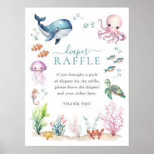 Unter dem Meer farbenfrohe Babydusche Windelwanne Poster
