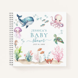 Unter dem Meer farbenfrohe Meerestiere Babydusche Notizbuch