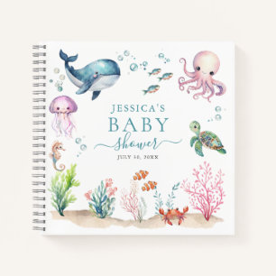 Unter dem Meer farbenfrohe Meerestiere Babydusche Notizbuch