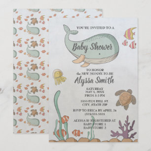 Unter dem Meer Fisch Schildkröte Baby Shower Einla Einladung