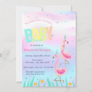Unter dem Meer, Flamingos Holografische Babyparty Einladung