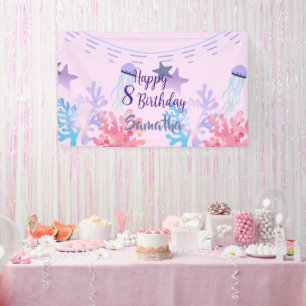 Unter dem Meer Geburtstagsbanner Rosa und Lila Banner