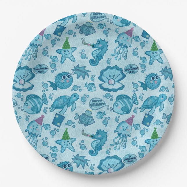 Unter dem Meer Geburtstagsgeschenk Wrap Pappteller (Vorderseite)