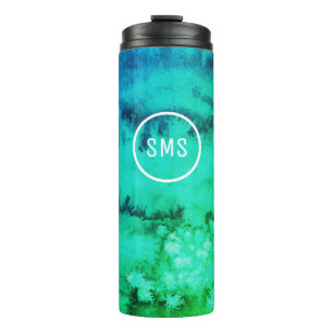 Unter dem Meer Isoliertrommelblau-Aquarell Thermosbecher