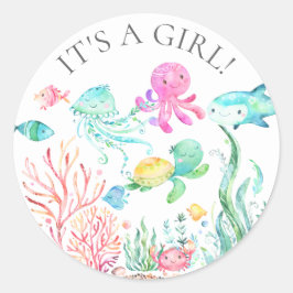 Unter dem Meer ist es ein Girl-Gefallen-Sticker Runder Aufkleber