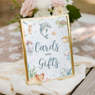 Unter dem Meer Karten und Geschenke Schild