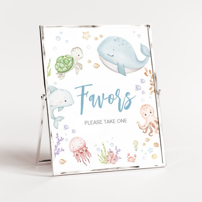 Unter dem Meer Kinderduschfavoriten Poster (Sea Creatures Ocean Baby Shower Favors Sign)