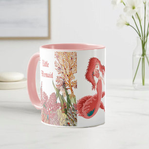 Unter dem Meer kleine rote Meerjungfrau Korallenri Tasse
