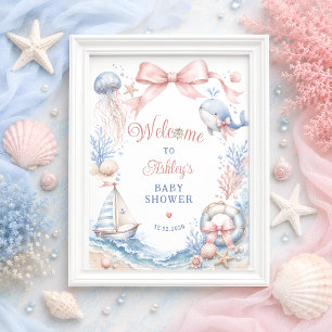 Unter dem Meer Mädchen Baby Baby Shower Begrüßung Poster