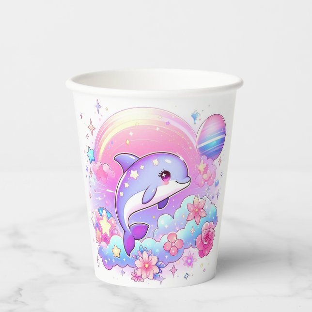Unter dem Meer majestätische Dolphin-Babydusche Pappbecher (Vorderseite)
