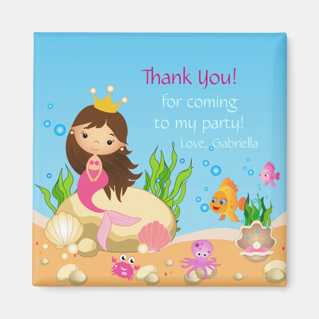 Unter dem Meer Mermaid Birthday Danke Magnet (Vorne)