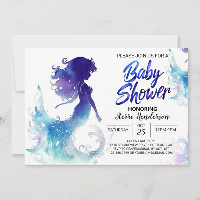 Unter dem Meer Mermaid Soiree Babydusche Einladung (Vorderseite)