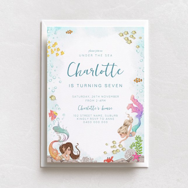 Unter dem Meer, Mermaid zum Geburtstag Einladung (Von Creator hochgeladen)