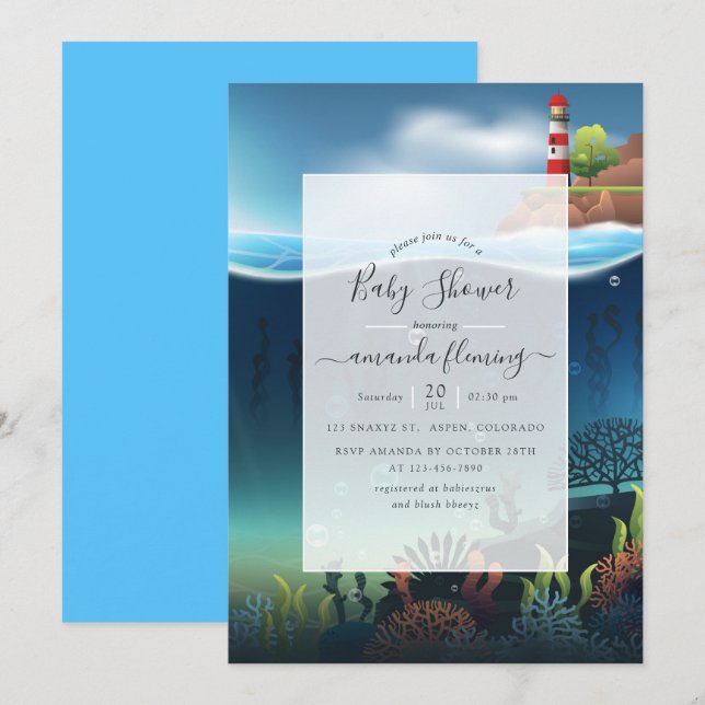 Unter dem Meer Nautical Baby Shower Einladung (Vorne/Hinten)