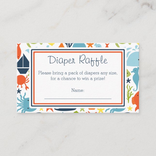 Unter dem Meer, Nautical Diaper Raffle Ticket Begleitkarte (Vorderseite)