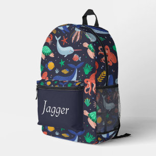 Unter dem Meer Navy Blau personalisierter Name Ruc Bedruckter Rucksack