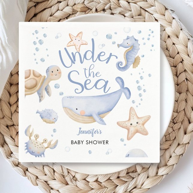 Unter dem Meer! Niedlich Blue Boy Baby Dusche Serviette (Von Creator hochgeladen)