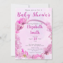 Unter dem Meer Niedliche Pink-Girl-Babydusche Einladung