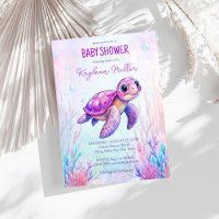 Unter dem Meer niedliche Schildkröte lila rosa Bab