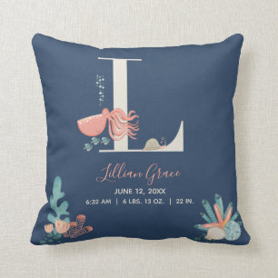 Unter dem Meer Octopus Alphabet Letter L Birth Sta Kissen