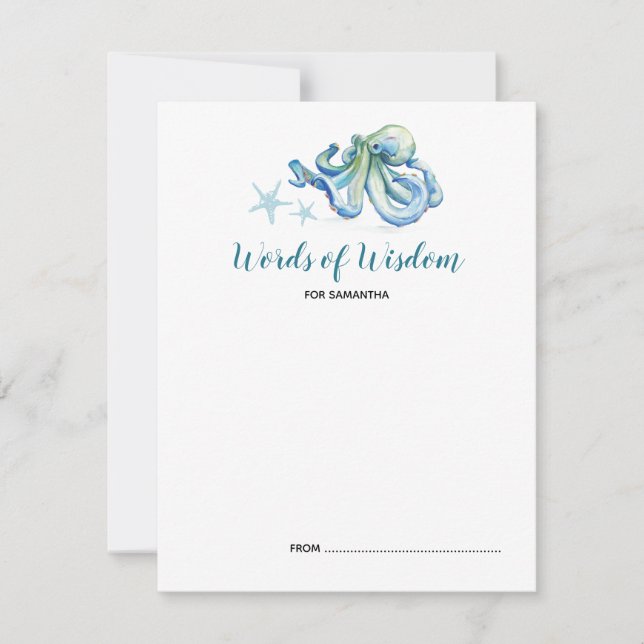 Unter dem Meer Octopus Baby Shower Advice Cards (Vorderseite)