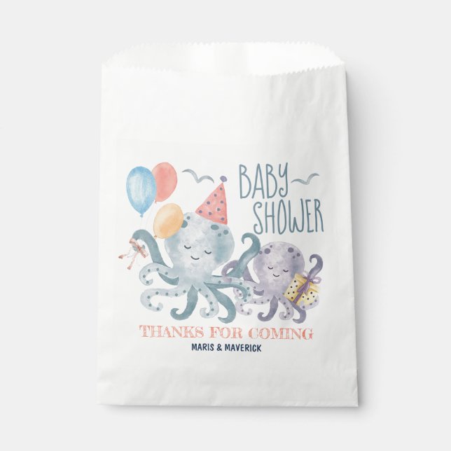 Unter dem Meer Octopus Babydusche Vielen Dank Geschenktütchen (Vorderseite)