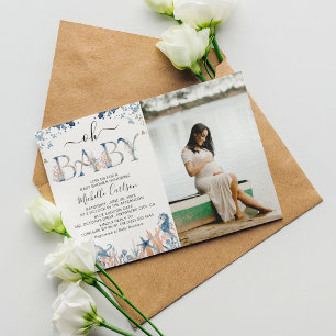 Unter dem Meer "Oh Baby" Foto Babydusche Einladung