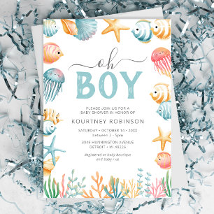 Unter dem Meer Oh Junge Baby-Party Einladung