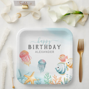 Unter dem Meer Ozean Alles Gute zum Geburtstag Pappteller