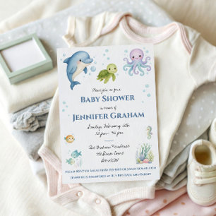 Unter dem Meer, Ozean Kreaturen Babyparty Einladung