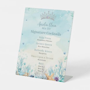 Unter dem Meer Quinceanera Cocktails Bar Menu Sockelschild