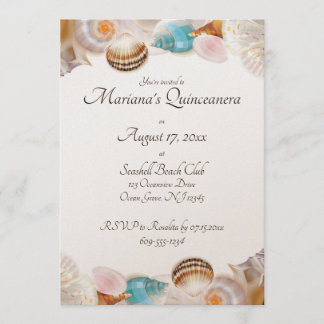 Unter dem Meer Quinceanera Party Seashells Grenze Einladung