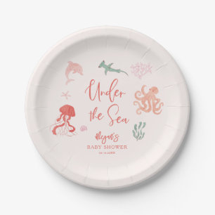 Unter dem Meer rosa Babydusche Pappteller