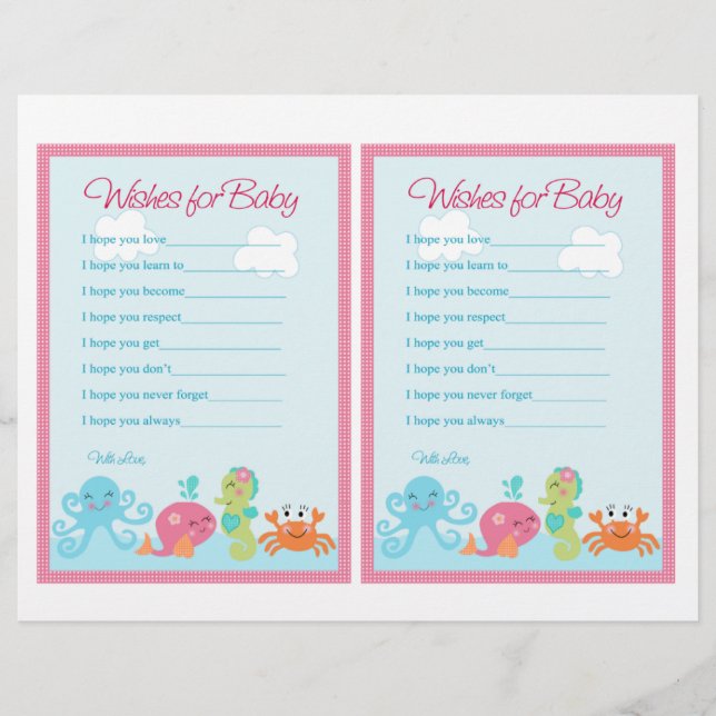 Unter dem Meer/Rosa Whale "Wish for Baby" Noten (Vorderseite)
