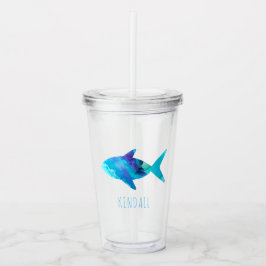 Unter dem Meer Roter Wasserfarben Blauer Fisch Acryltrinkbecher