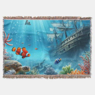 Unter dem Meer, Schildkröte, Korallen, Schiff, Clo Decke