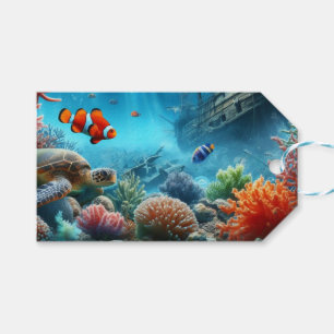 Unter dem Meer, Schildkröte, Korallen, Schiff, Clo Geschenkanhänger