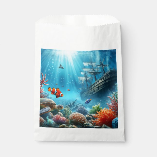 Unter dem Meer, Schildkröte, Korallen, Schiff, Clo Geschenktütchen (Vorderseite)