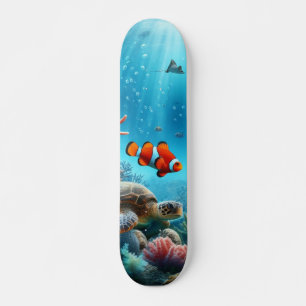 Unter dem Meer, Schildkröte, Korallen, Schiff, Clo Skateboard
