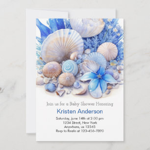 Unter dem Meer Seashell Blissful Boy Baby Shower Einladung
