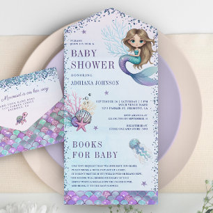 Unter dem Meer Süße Meerjungfrau Baby-Party All In One Einladung