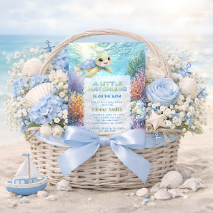 Unter dem Meer Süßer Schildkrötenjunge Baby Shower Einladung